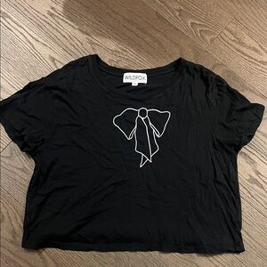 Wildfox Black Crop Top with Bow Design